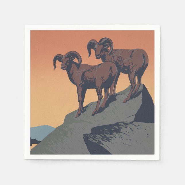 Bighorn Sheep American West Wildlife Napkins (Front)