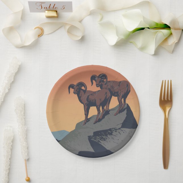 Bighorn Sheep American West Wildlife Paper Plates (Wedding)