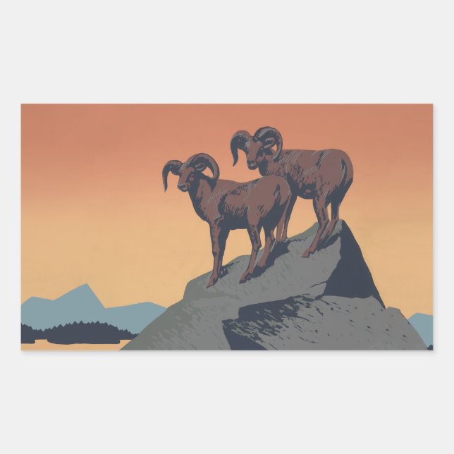 Bighorn Sheep American West Wildlife Rectangular Sticker (Front)