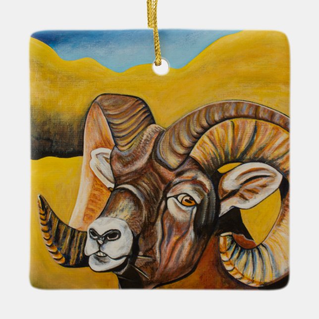 Bighorn sheep ceramic ornament (Front)