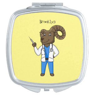 Bighorn sheep doctor cartoon illustration compact mirror