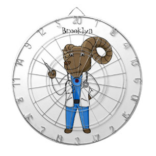 Bighorn sheep doctor cartoon illustration dart board