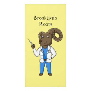 Bighorn sheep doctor cartoon illustration door sign