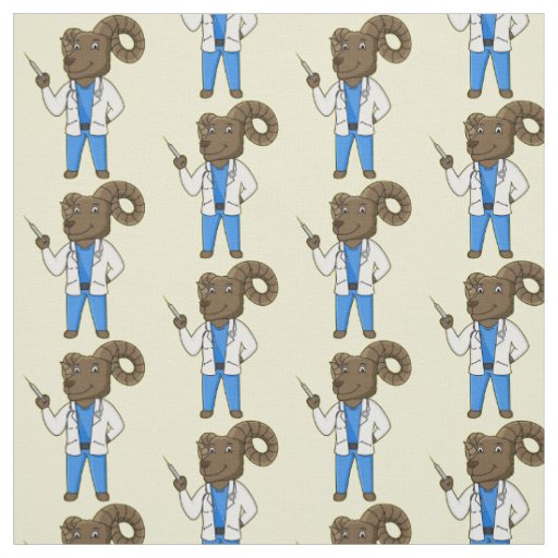 Bighorn sheep doctor cartoon illustration fabric