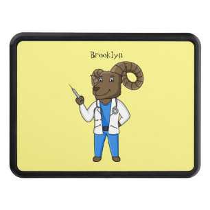 Bighorn sheep doctor cartoon illustration hitch cover