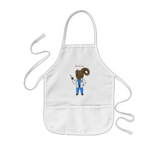 Bighorn sheep doctor cartoon illustration kids' apron