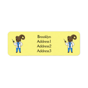 Bighorn sheep doctor cartoon illustration label