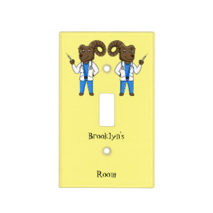 Bighorn sheep doctor cartoon illustration light switch cover