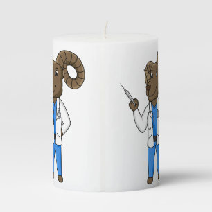 Bighorn sheep doctor cartoon illustration pillar candle
