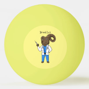 Bighorn sheep doctor cartoon illustration ping pong ball