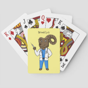 Bighorn sheep doctor cartoon illustration poker cards