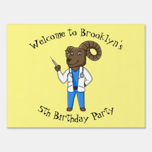 Bighorn sheep doctor cartoon illustration sign