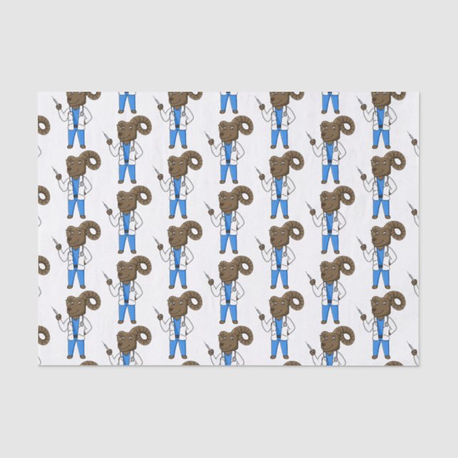 Bighorn sheep doctor cartoon illustration tissue paper (Front)