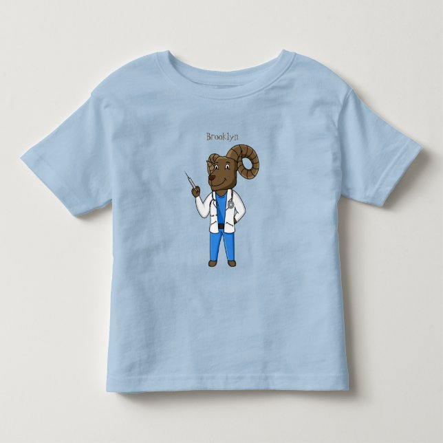 Bighorn sheep doctor cartoon illustration toddler t-shirt (Front)