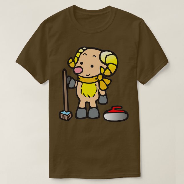 Bighorn Sheep Playing Curling Classic TShirt (Design Front)