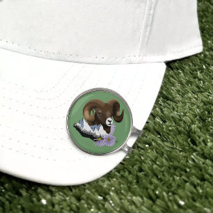 Bighorn Sheep Ram Green Mountains Golf Hat Clip