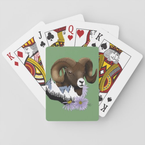 Bighorn Sheep Ram Green Mountains Poker Cards
