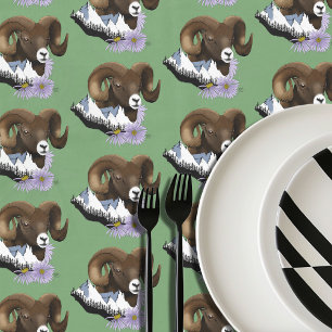 Bighorn Sheep Ram Green Mountains Tablecloth