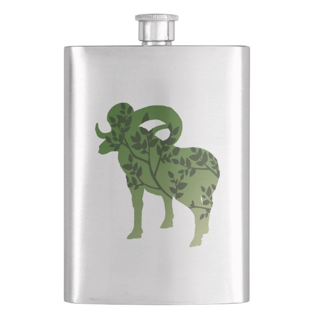 Bighorn Sheep Tree Flask (Front)