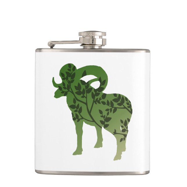 Bighorn Sheep Tree Flask (Front)