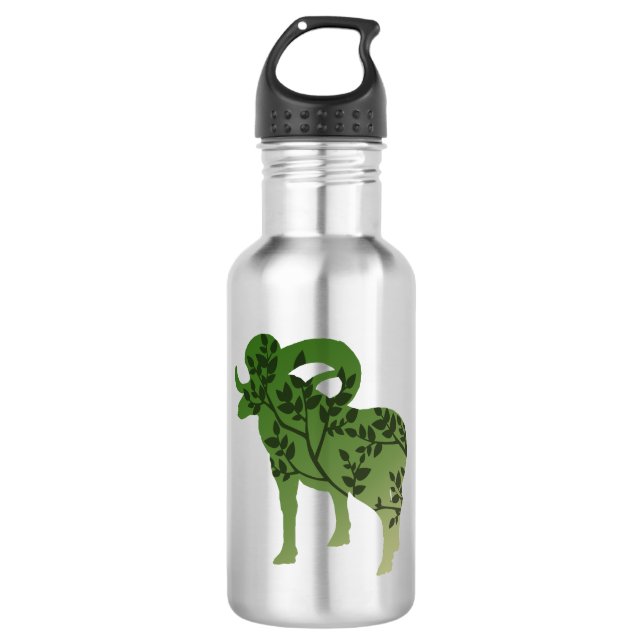 Bighorn Sheep Tree Stainless Steel Water Bottle (Front)