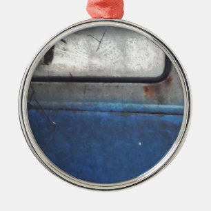 Bight Blue and white vintage truck Metal Ornament