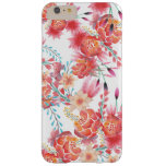 Bight Pink Coral Watercolor Trendy Floral Pattern Barely There Iphone 6 Plus Case at Zazzle