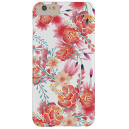 Bight pink coral watercolor trendy floral pattern barely there iPhone 6 plus case