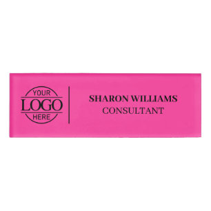 Bight Pink Custom Company Logo Employee Staff Name Tag