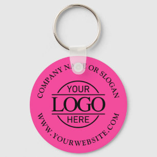Bight Pink Minimal Custom Busines Logo Promotional Keychain