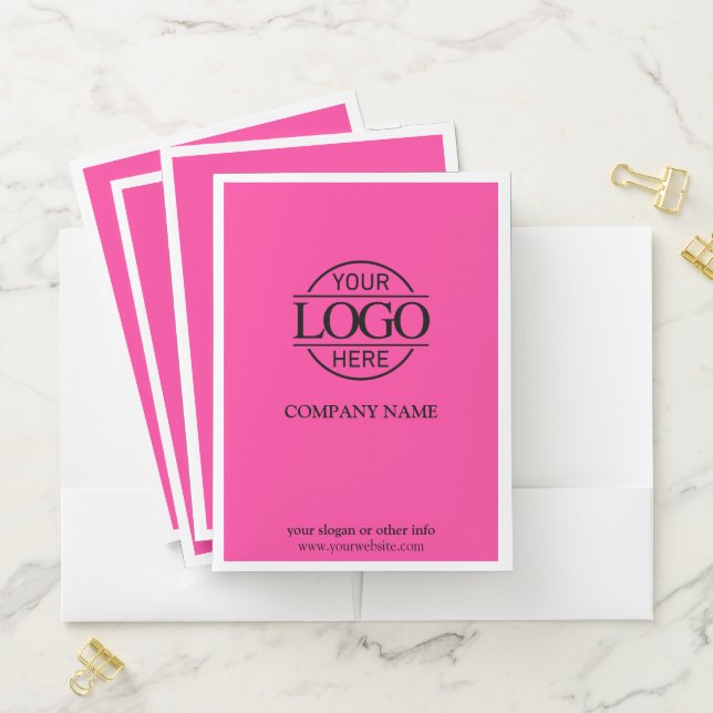 Bight Pink Modern Stylish Business Logo Documents Pocket Folder (In Situ)