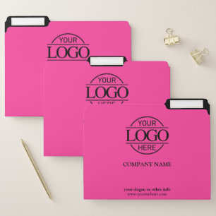 Bight Pink Stylish Custom Company Business Logo File Folder