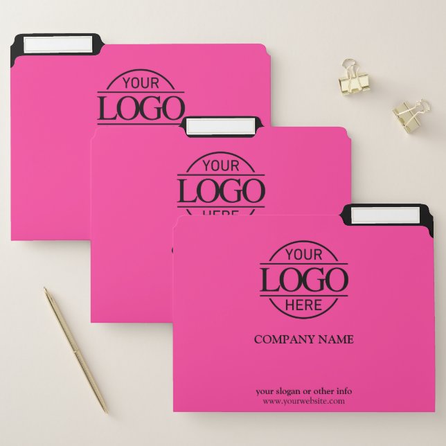 Bight Pink Stylish Custom Company Business Logo File Folder (Set)