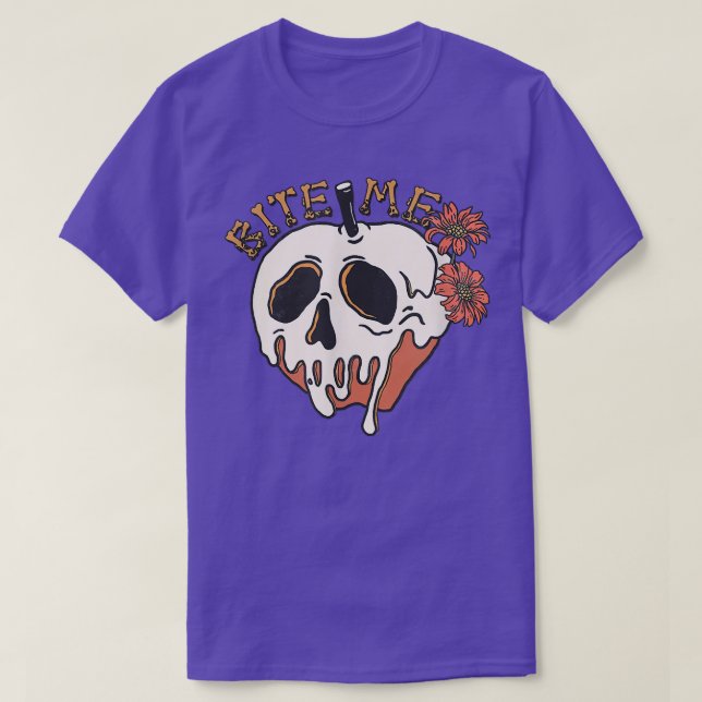 Biite Me Cute and Funny Skeleton Head Spooky Hallo T-Shirt (Design Front)