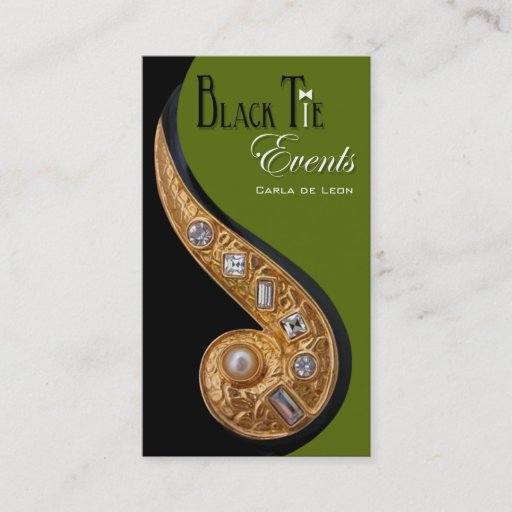 Customizable "Bijoux" - Elegant Black Tie Events Coordinator Business Card