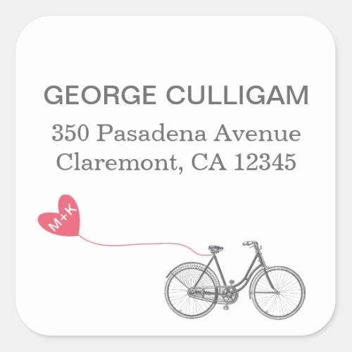 Bike and heart Adress Label _ wedding postage