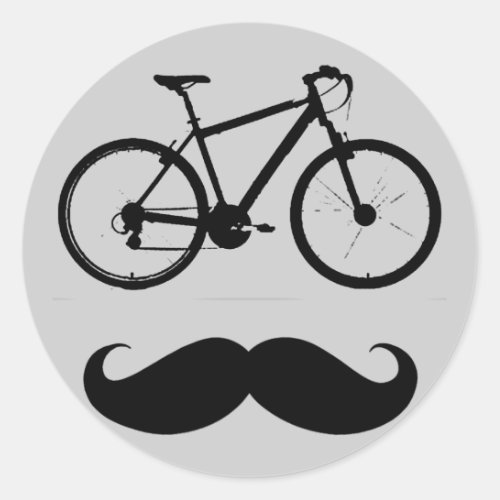 bike and mustache classic round sticker