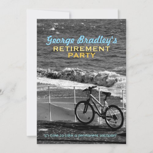 Bike and Sea Retirement Party Custom Invitation