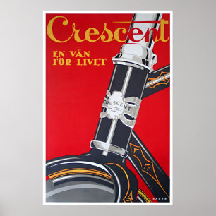 Bike Art Swedish Cycling Poster Crescent Bicycle