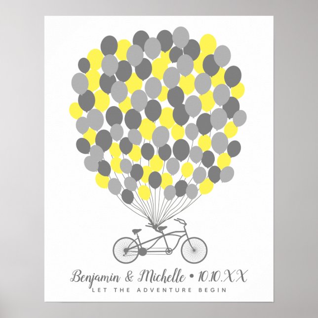 Bike & Balloons Guest Book Poster - 100 Spaces (Front)