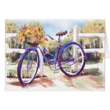 Bike Basket Autumn  - Blank Card by TrishMurthaDesigns at Zazzle