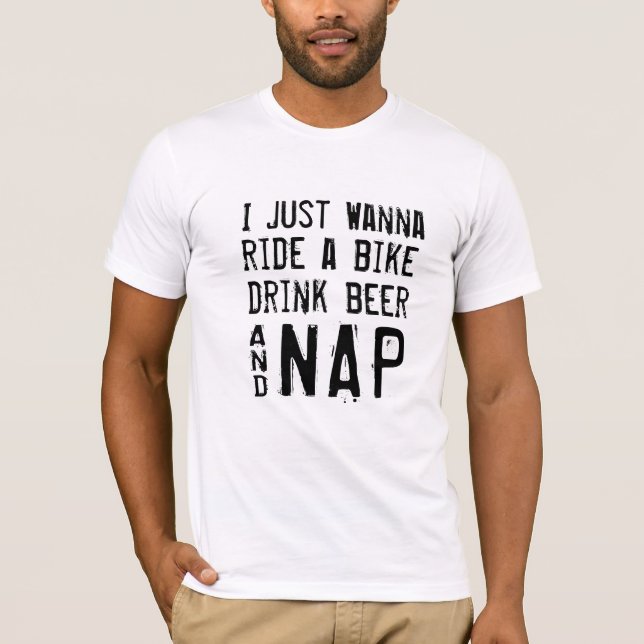 Bike Beer Nap Tee, Cycling Sarcasm Gift T-Shirt (Front)