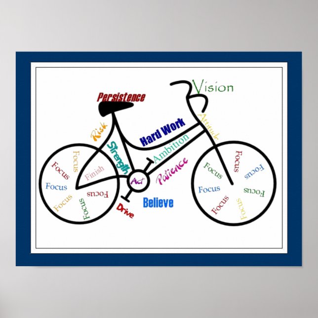 Bike, Bicycle Customize color, Motivational Poster (Front)