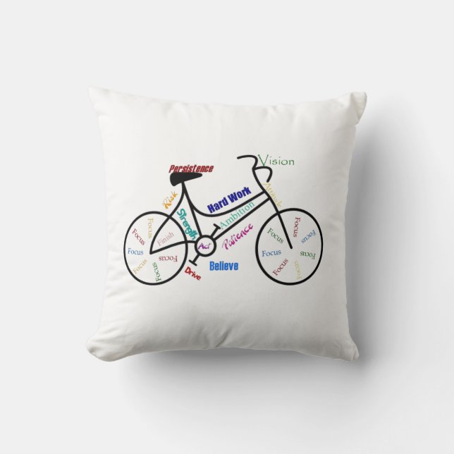 Bike, Bicycle, Cycle, Sport, Biking, Motivational Throw Pillow (Front)