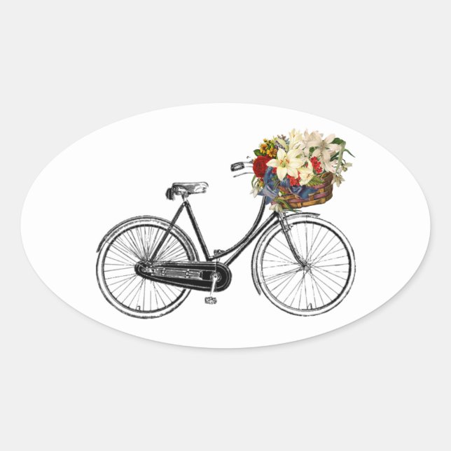 Bike bicycle flower pretty scrapbook sticker (Front)