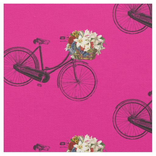 Bike bicycle flower pretty spring fabric pink