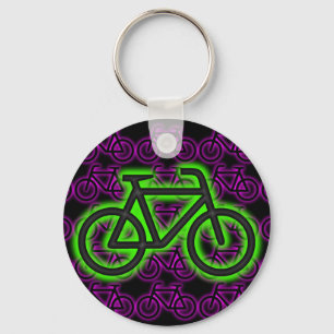 Bike, Bicycle, Neon, Green, Pink , Purple Keychain