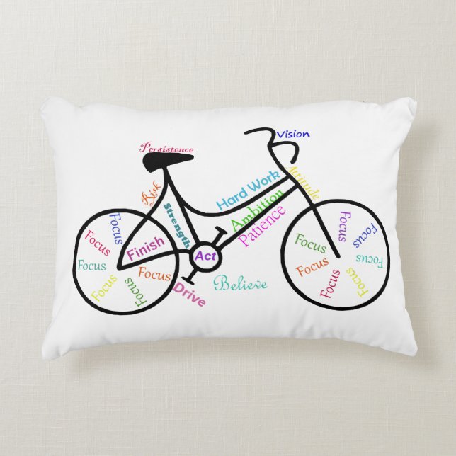 Bike, Bicycle  Sport, Motivational Words & Stripes Accent Pillow (Front)