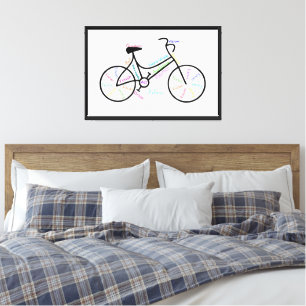 Bike, Bicycle  Sport, Motivational Words & Stripes Canvas Print