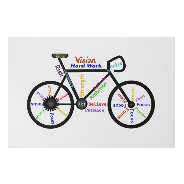 Bike, Bicycle  Sport, Motivational Words & Stripes Faux Canvas Print (Front)